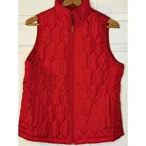 Tint & Shadow Red Quilted Full-Zip Pocket Vest Women’s Size M